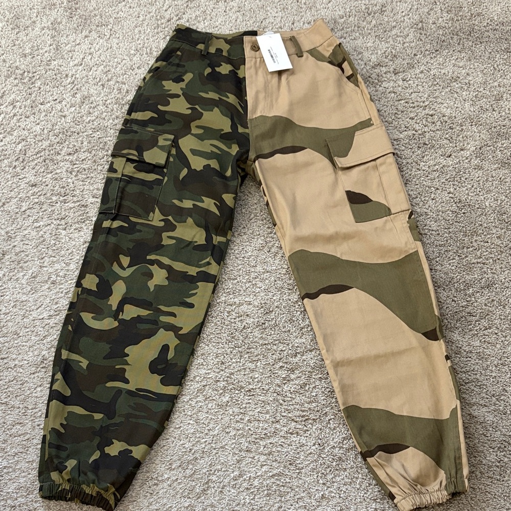 Camo Cargo Jogger Pants - Green & Tan